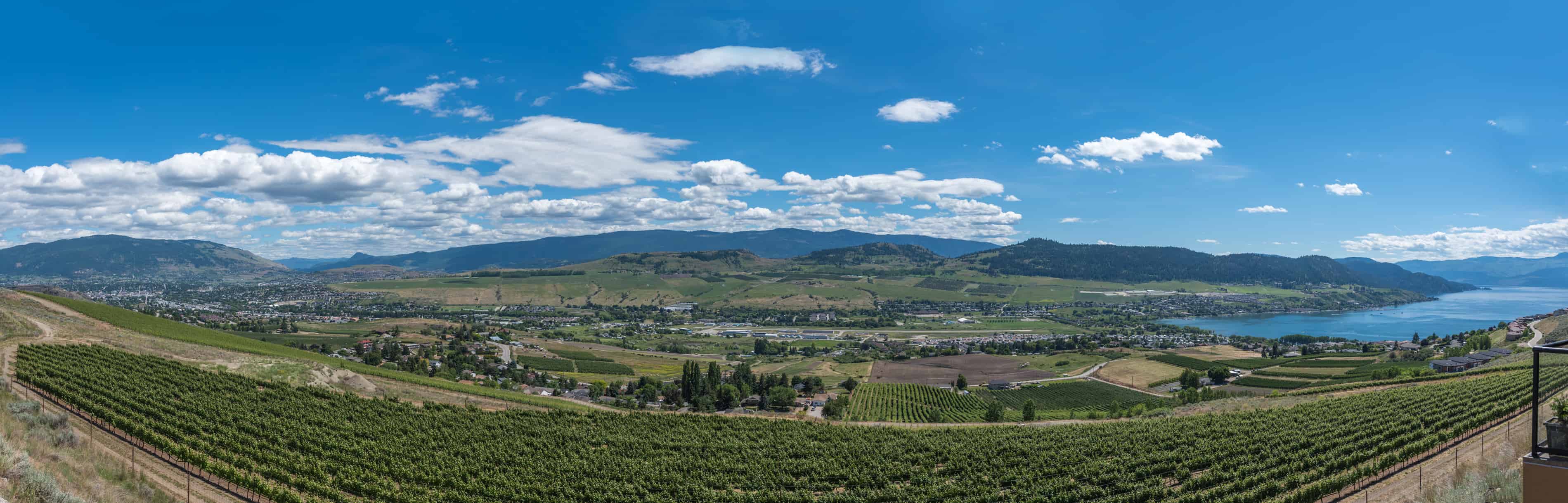 The Vines Unit 20 view of Okanagan Lake and the city of Vernon from the main deck.