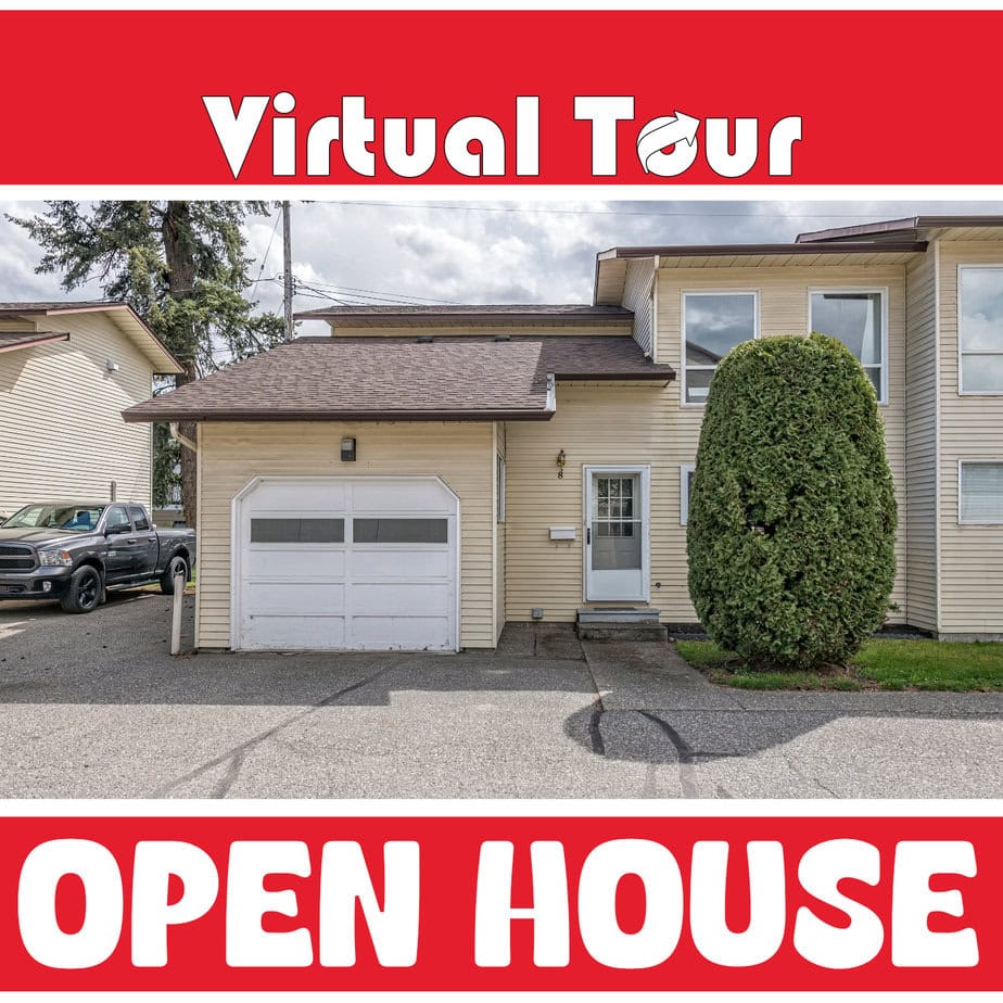 Open House Saturday 1:30 am - 1:30 pm at this 2 bed 1½ bath townhome for sale in pet-friendly Brentwood Place, in the Harwood area of Vernon BC. Features an entertainer's open concept kitchen, dining and family room, with access to the upper deck. Fenced back yard, patio, garage and extra parking. Stop in to say hi to John Deak on Sunday. Until then, check out the virtual tour of #8 4405 20 Street, Vernon BC on Johndeak.com